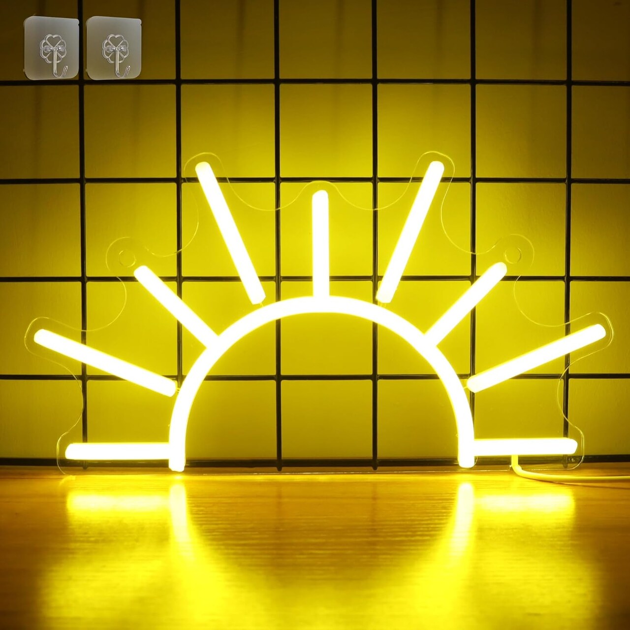 Summer Sunrise Neon Sign – Dimmable Sunset LED Light for Bedroom & Home Decor (Golden Yellow)